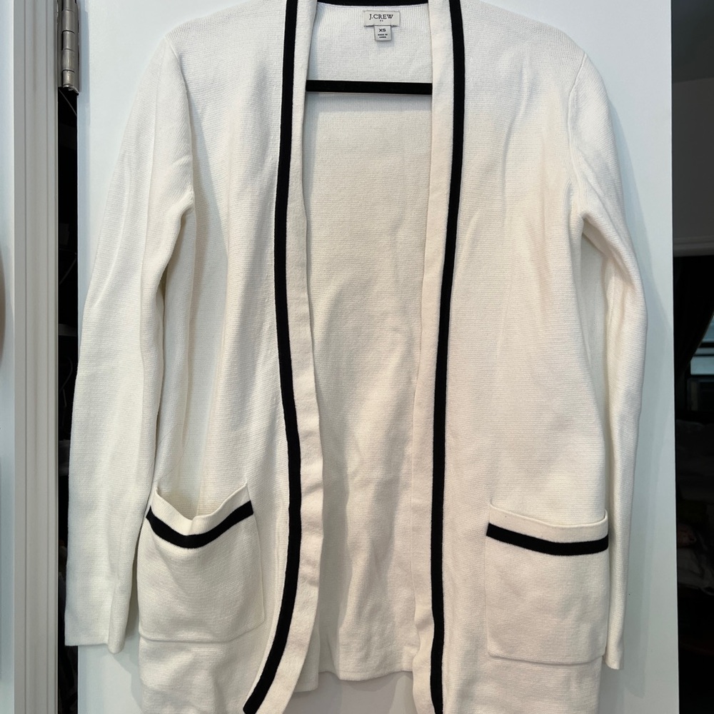 J. Crew Factory White Sweater with Black Accents